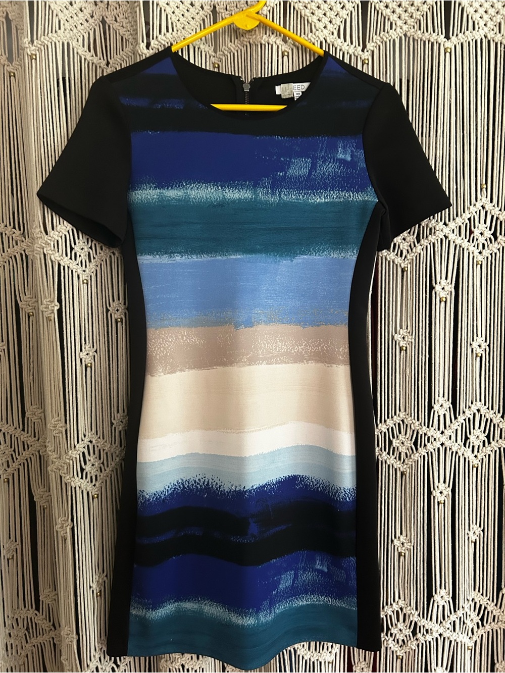 Women's Painted Stripe Sheath Dress in Blue and Cream by Ted Baker